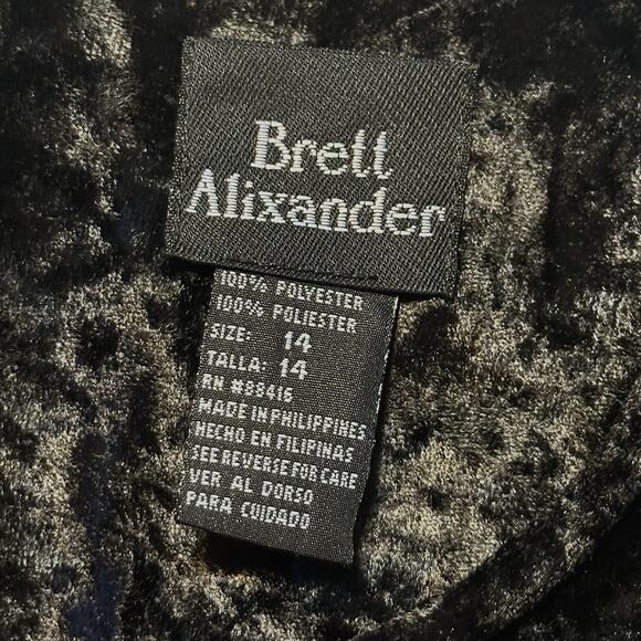 Vintage 90s Brett Alixander Black Crushed Velvet Maxi Dress Size 14 Goth Witchy - Picture 3 of 9